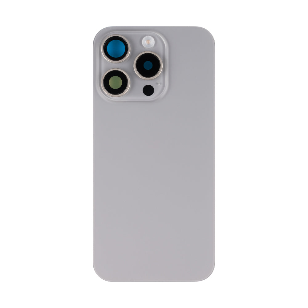 Für Apple iPhone 15 Pro Rückglas mit NFC, Enlarged Kamera Rahmen Natural Titanium kompatibel