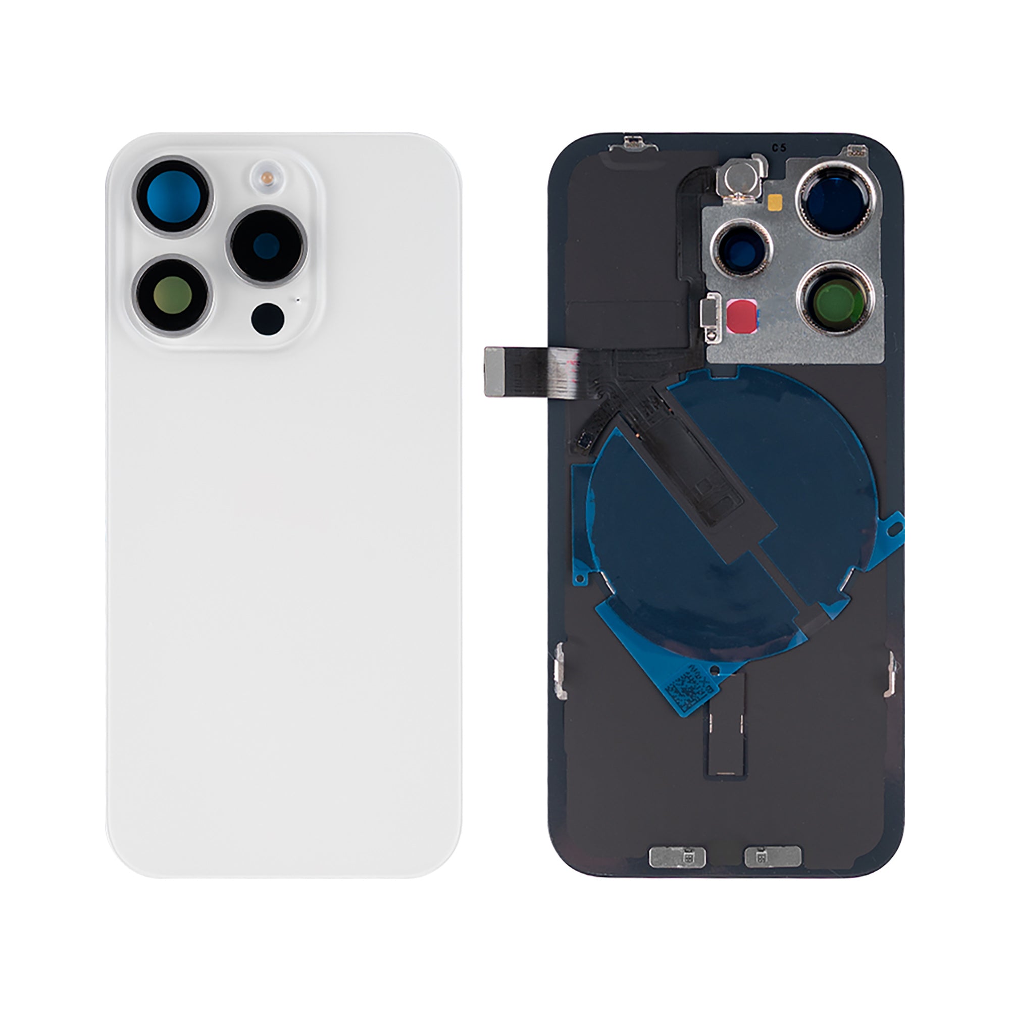 Für Apple iPhone 15 Pro Rückglas mit NFC, Enlarged Kamera Rahmen White Titanium kompatibel – Bild 3