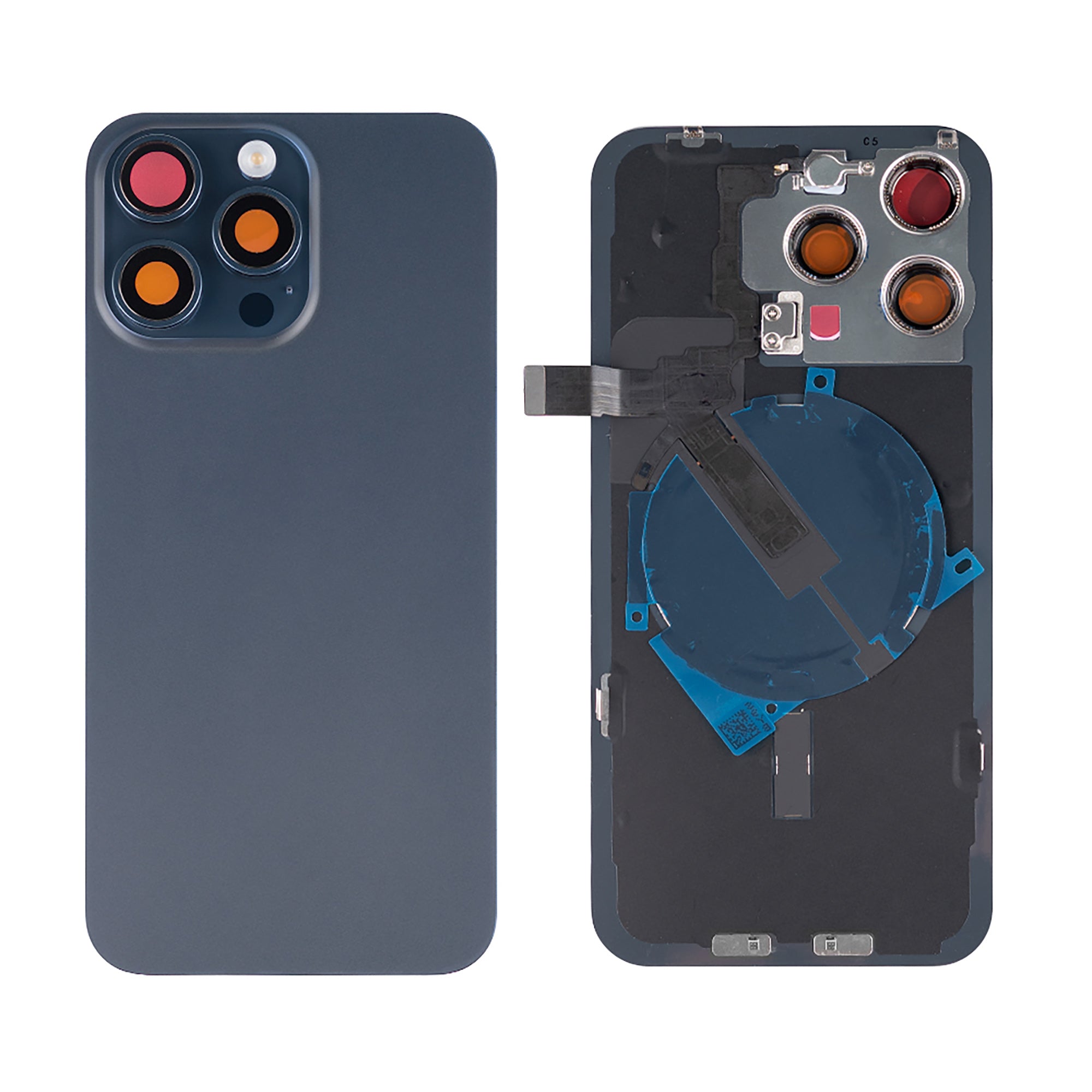 Für Apple iPhone 15 Pro Max Rückglas mit NFC, Enlarged Kamera Rahmen Blue Titanium kompatibel – Bild 3