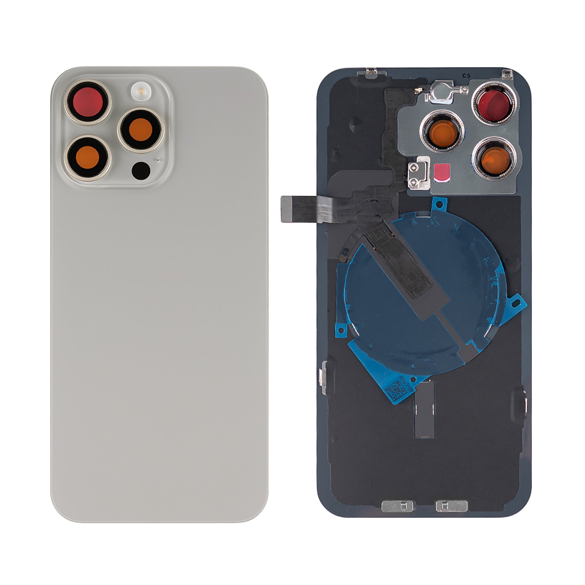 Für Apple iPhone 15 Pro Max Rückglas mit NFC, Enlarged Kamera Rahmen Natural Titanium kompatibel – Bild 3
