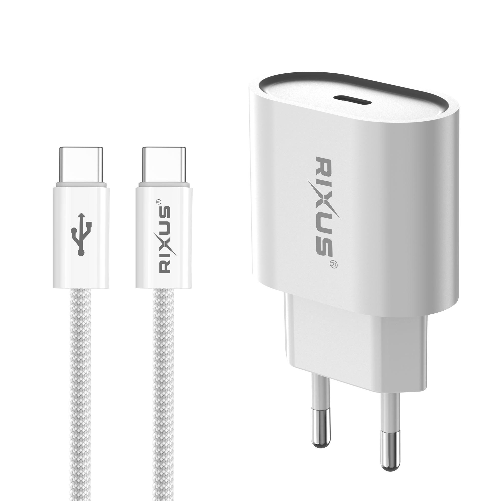 Rixus RXHC20C Fast Charger USB-C To USB-C Kabel 1.8m 20W White – Bild 2