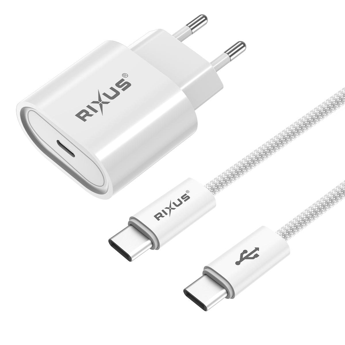 Rixus RXHC20C Fast Charger USB-C To USB-C Kabel 1.8m 20W White – Bild 3