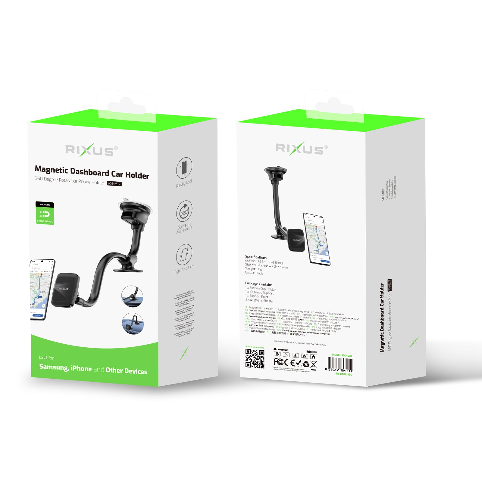 Rixus RXHM17 Magnetic Phone Mount Dashboard Phone Holder Black – Bild 4