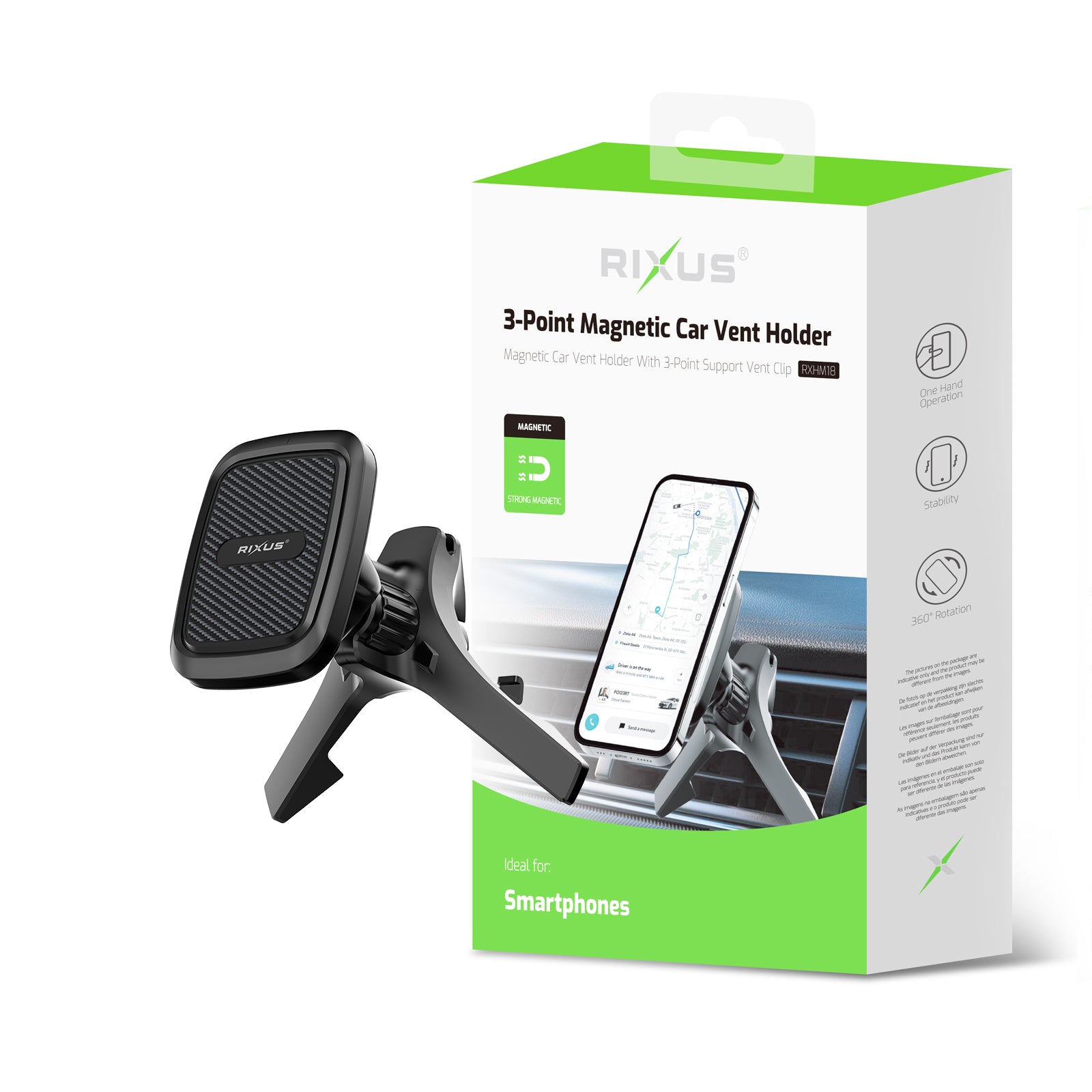 Rixus RXHM18 Magnetic Car Air Vent Phone Holder für Mercedes Black – Bild 5