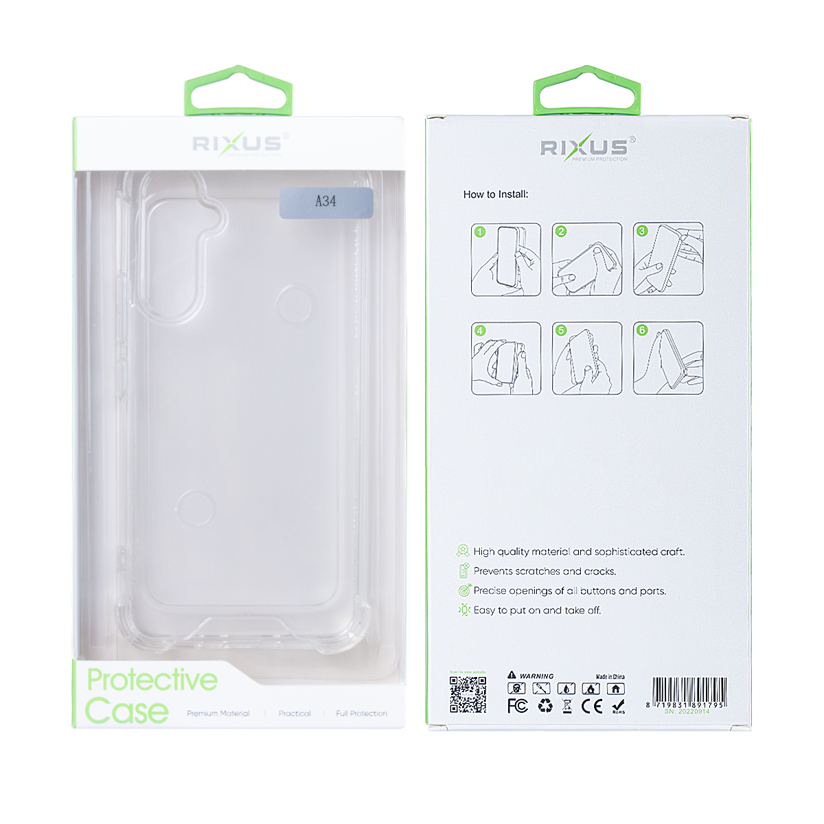 Rixus Anti-Burst Hülle für Samsung Galaxy A34 Transparent – Bild 6