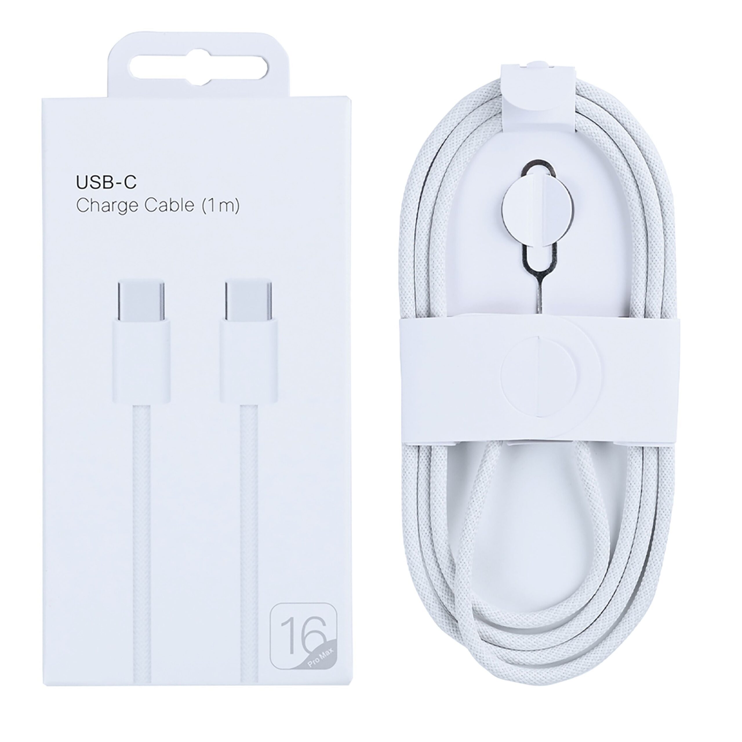 Für Apple iPhone 15, 16, 17 Series USB-C To USB-C Woven Kabel 100cm 60W White Verkaufsverpackung
