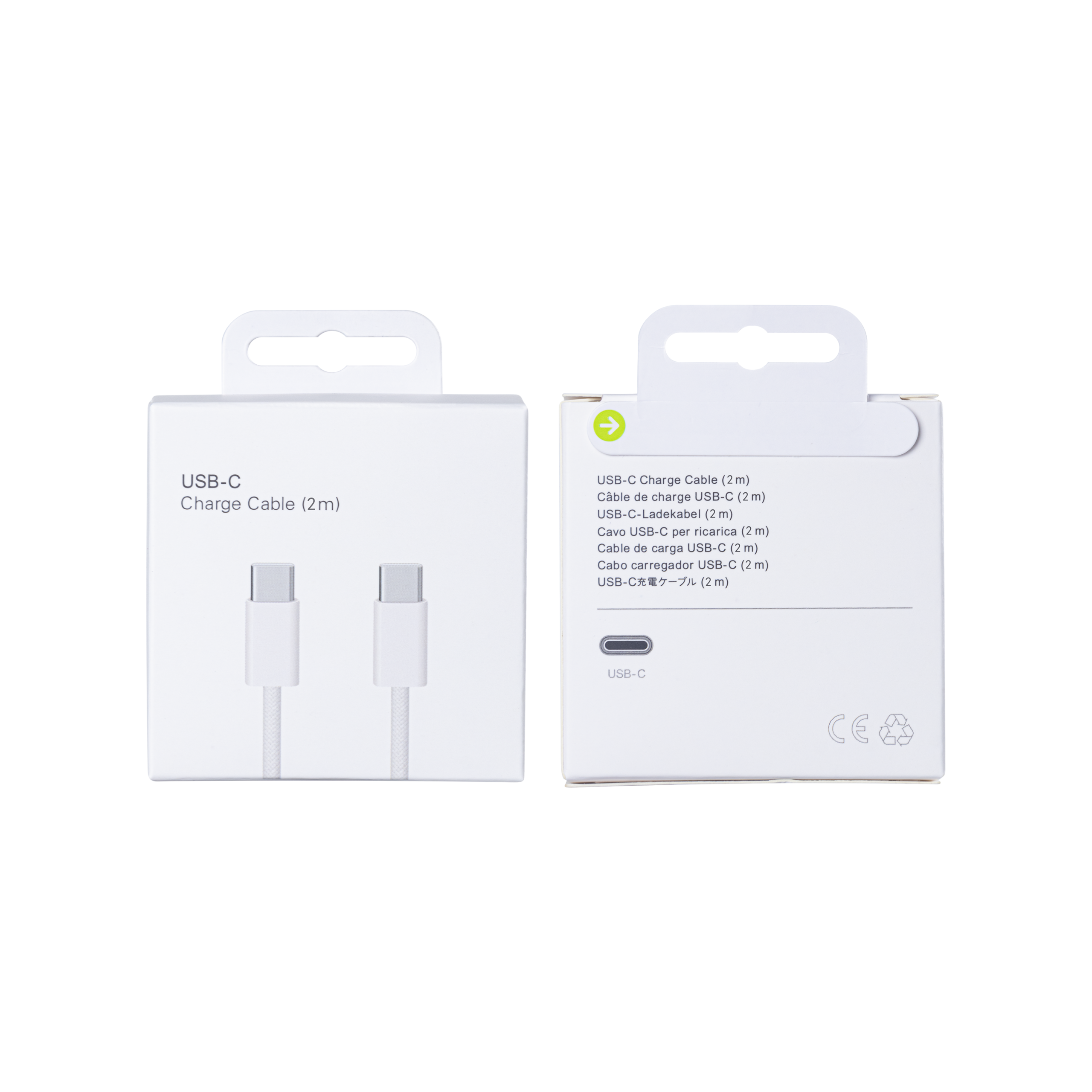 Für Apple iPhone 15, 16, 17 Series USB-C To USB-C Woven Kabel 200cm 60W White Verkaufsverpackung – Bild 4