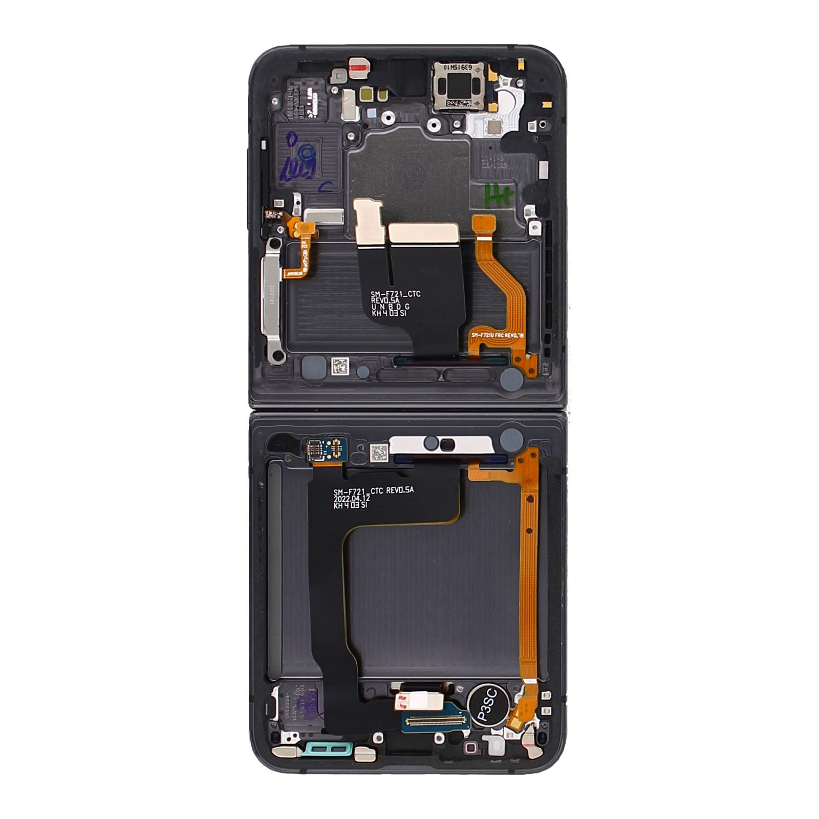 Samsung Galaxy Z Flip4 Main F721B Original Service Pack Display Rahmen Graphite – Bild 3