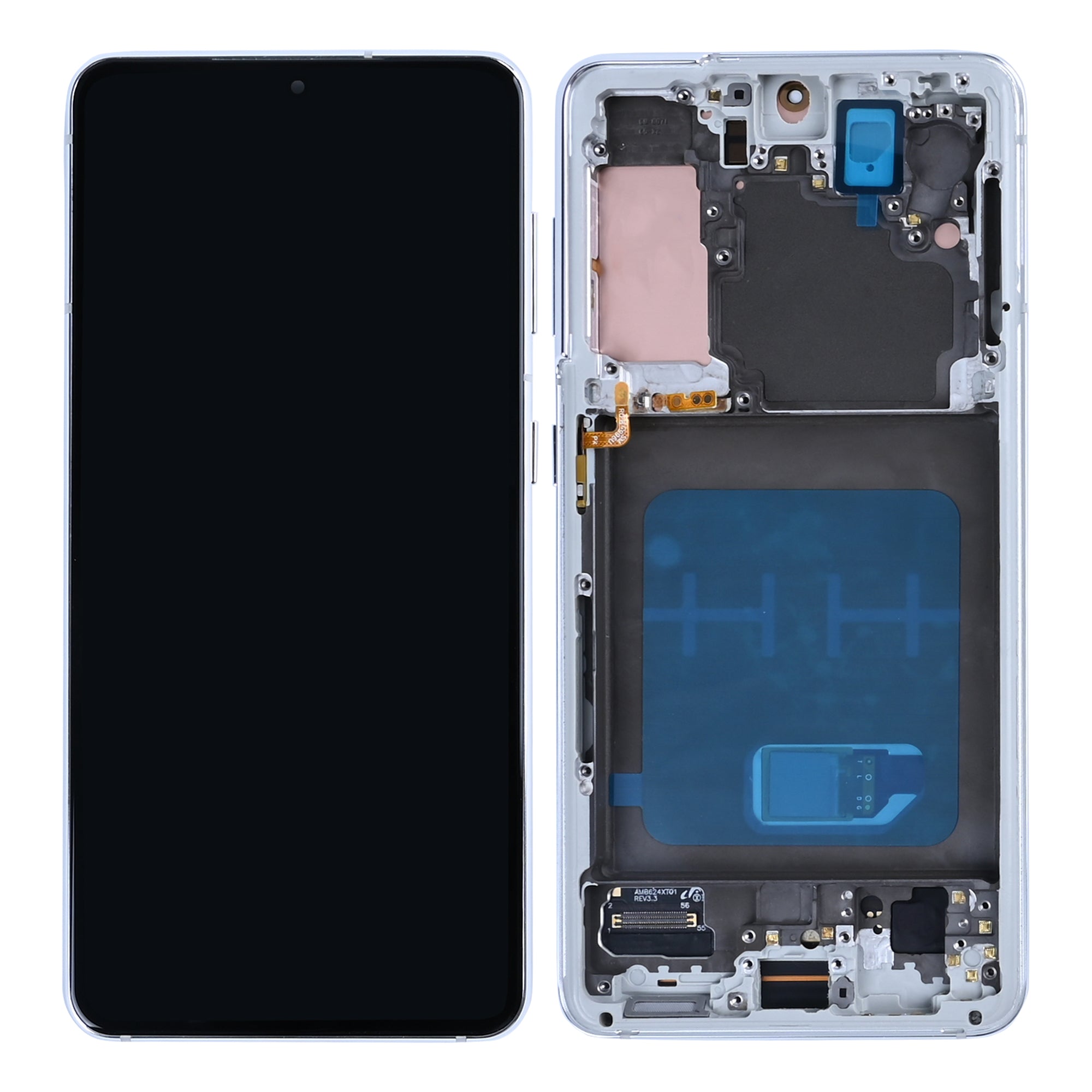 Samsung Galaxy S21 G991B Display und Touchscreen-Digitizer mit Rahmen Phantom White Soft-OLED – Bild 4
