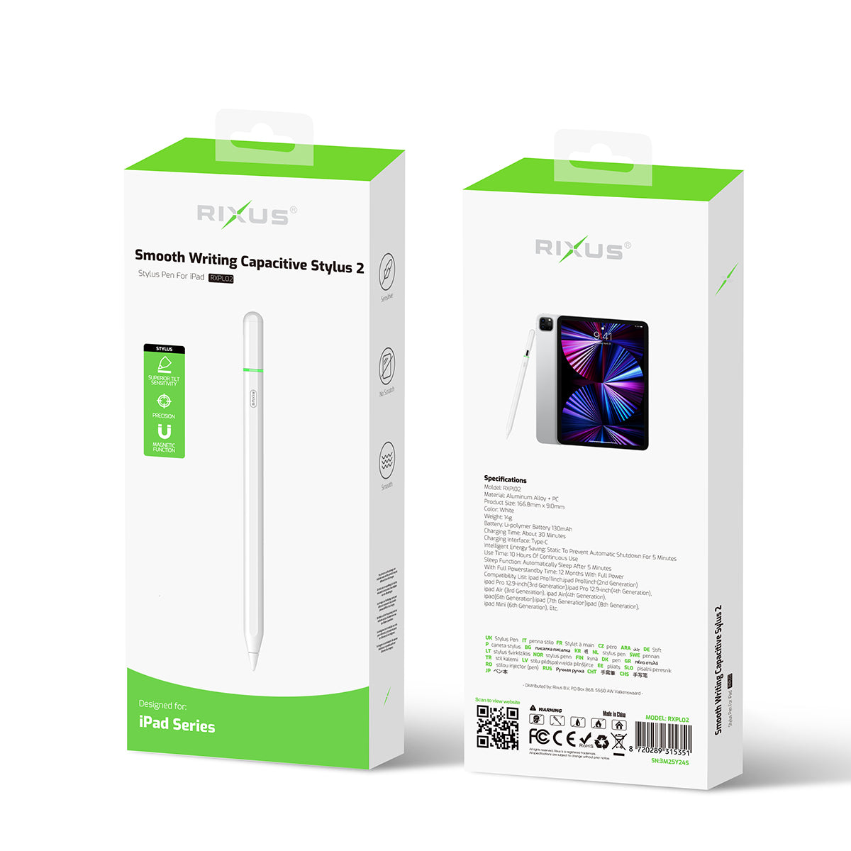 Rixus RXPL02 Smooth Writing Capacitive Stylus 2 mit Light für Apple iPad – Bild 4