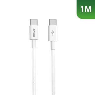 Rixus RXUC15C USB-C to USB-C Nylon Braided Kabel 1m White