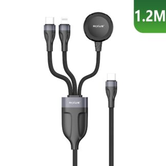 Rixus RXUC31 3 in 1 Watch und Phone Charger Kabel 1.2m Black