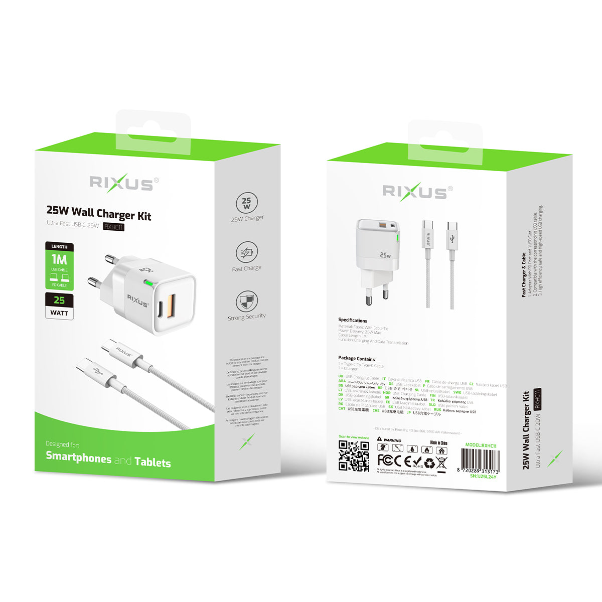 Rixus RXHC11 25W Wall Charger Set mit USB -C to USB-C Kabel – Bild 5
