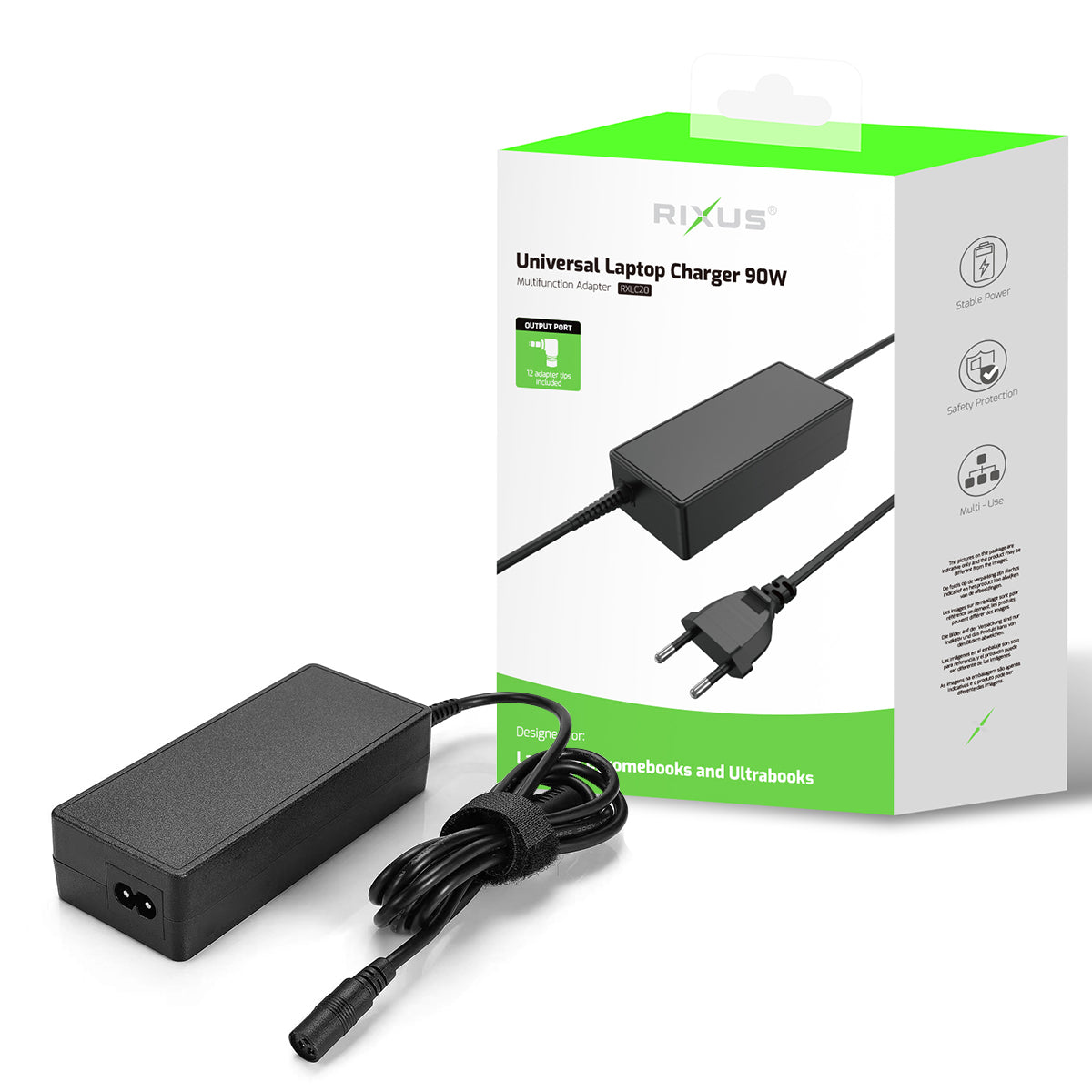 Rixus RXLC20 Universal Laptop Charger 90W 12 Connectors Black – Bild 4