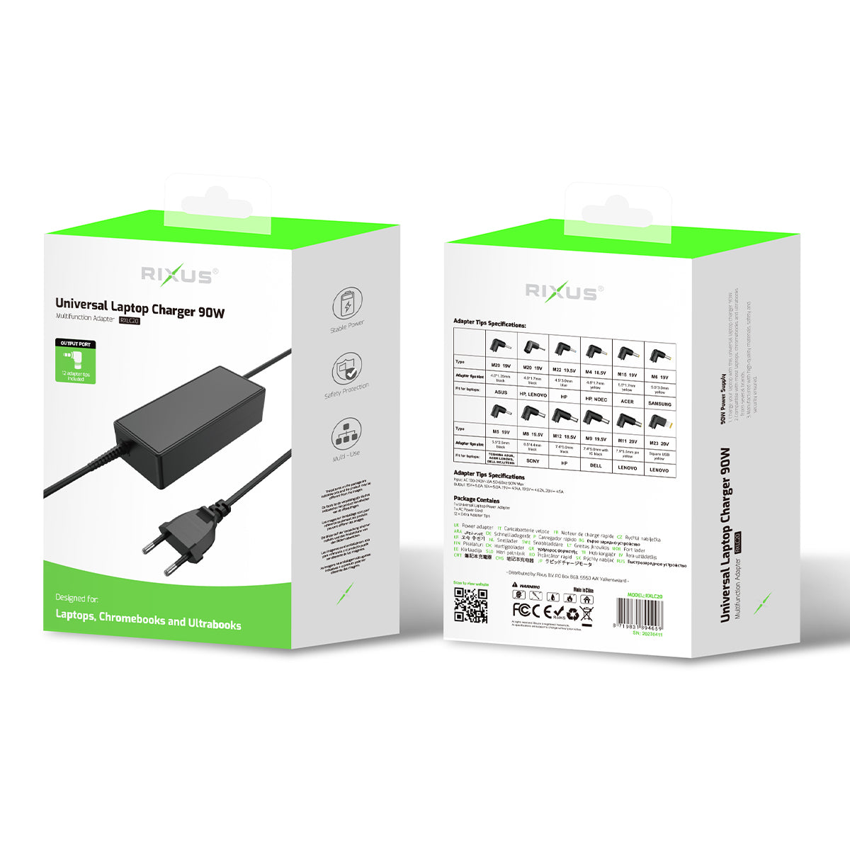 Rixus RXLC20 Universal Laptop Charger 90W 12 Connectors Black – Bild 5
