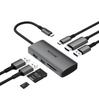 Rixus RXHU10 USB-C To HDMI Adaptor mit Docking Station Grey