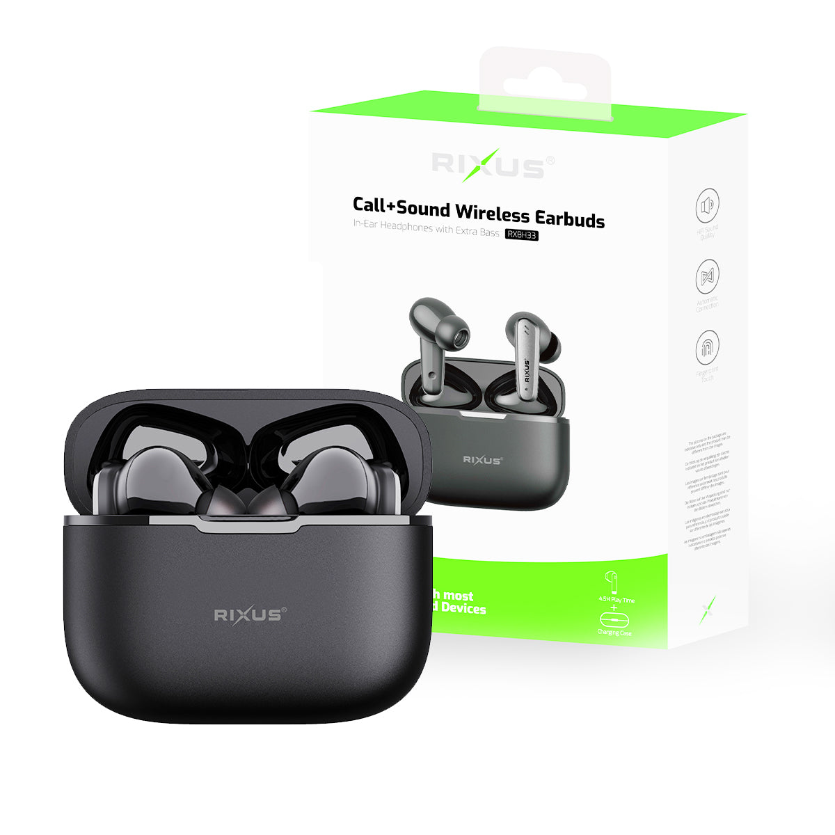 Rixus RXBH33 HIFI Sound Earbuds Wireless Headset Black – Bild 4
