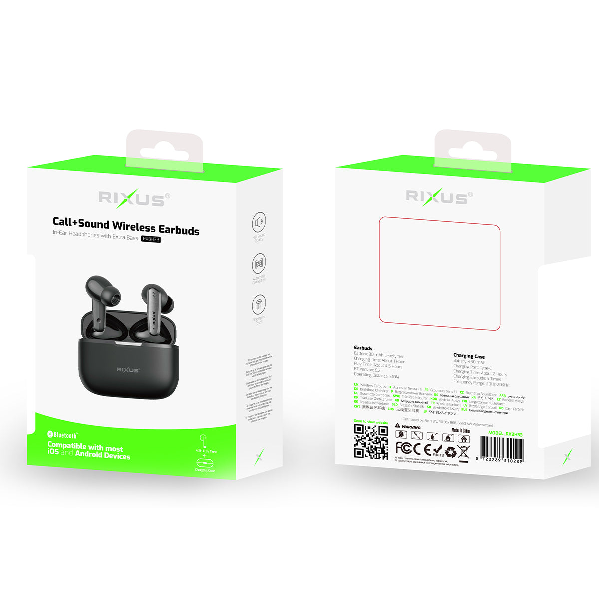 Rixus RXBH33 HIFI Sound Earbuds Wireless Headset Black – Bild 5