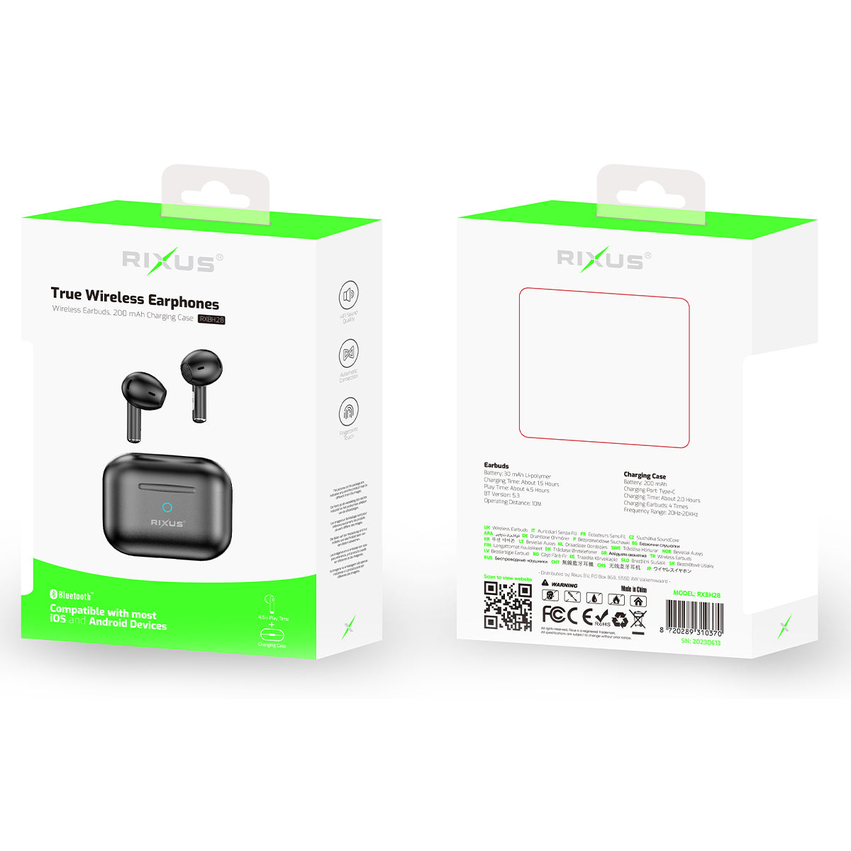 Rixus RXBH28 HIFI Sound Earbuds Wireless Headset Black – Bild 5