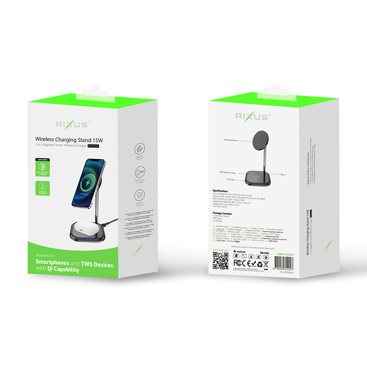 Rixus RXWC55 Wireless Magnetic Charging Stand 15W Black – Bild 5