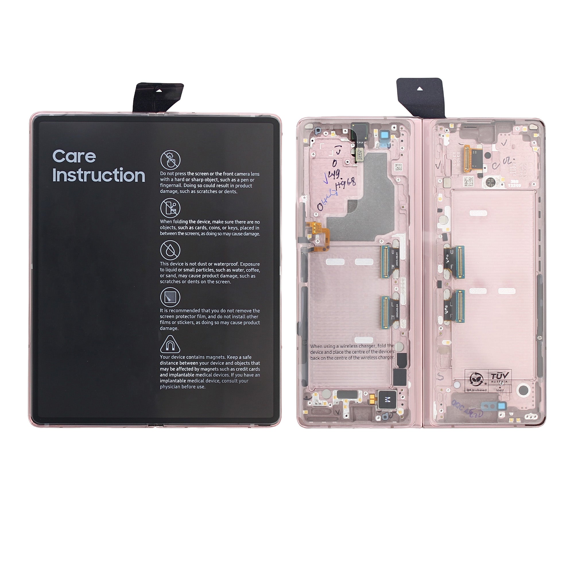 Samsung Galaxy Z Fold2 5G F916B Main Display und Touchscreen-Digitizer mit Rahmen Mystic Bronze mit Bronze Hinge Service Pack – Bild 4