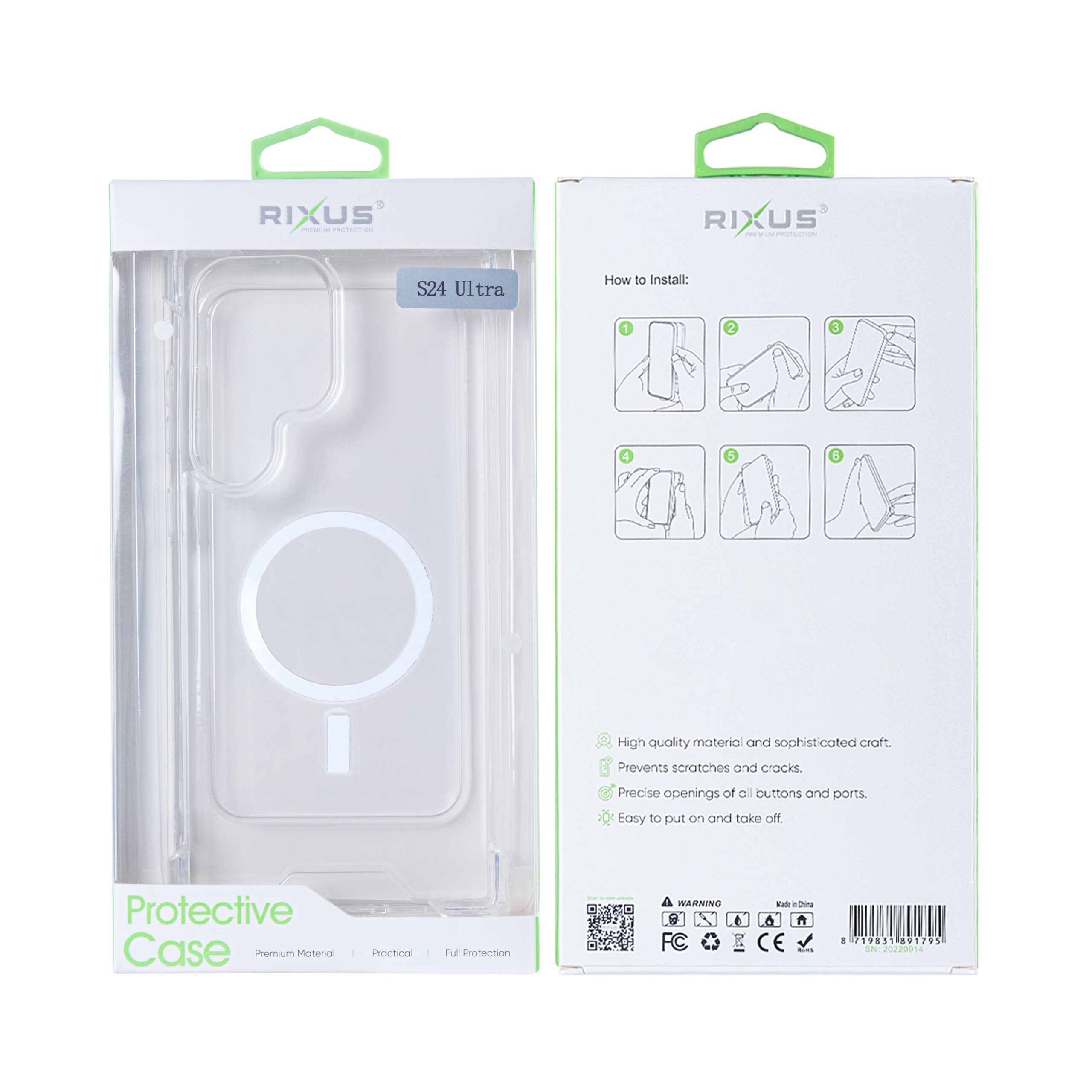 Rixus Anti-Burst Hülle mit MagSafe kompatibel für Samsung Galaxy S24 Ultra Transparent – Bild 6