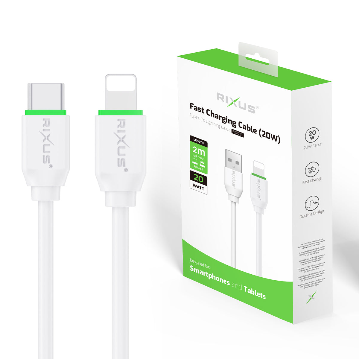 Rixus RX2023 Data Synch und Fast Charge 2m White – Bild 4