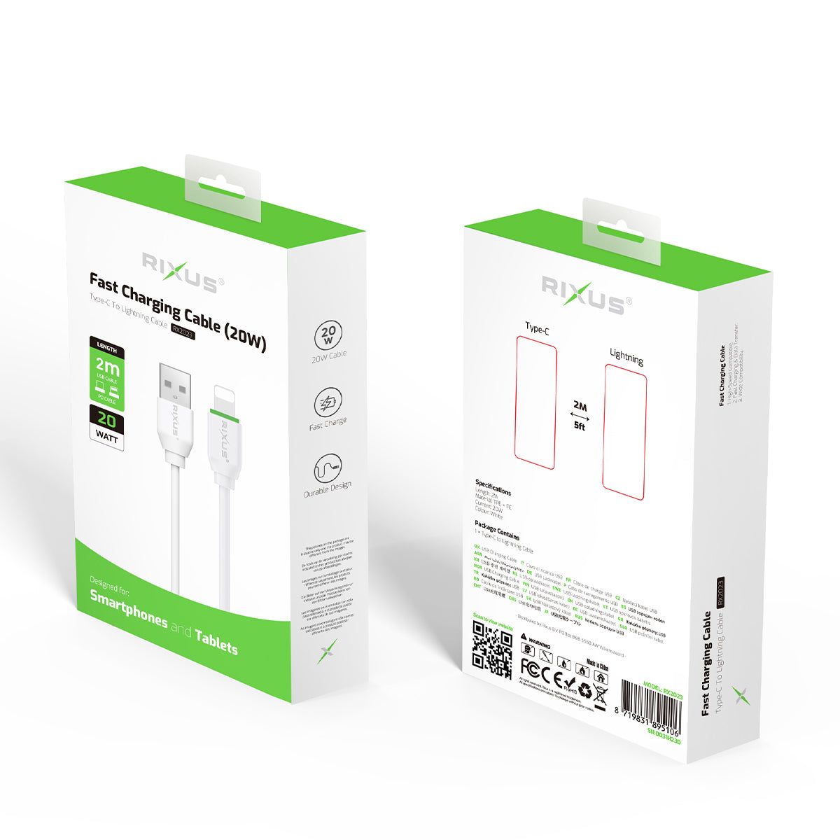 Rixus RX2023 Data Synch und Fast Charge 2m White – Bild 5