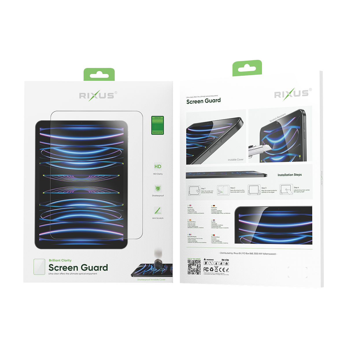 Rixus Display Guard für Apple iPad Pro 12.9 inch (2022,2021,2020,2018) Clear