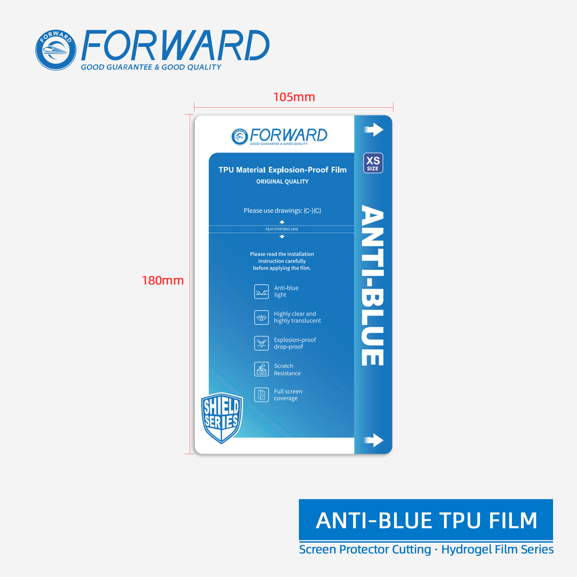 FORWARD 7 inch Anti-blue Flexible Explosion-proof Film (XS) (50er-Pack) – Bild 2