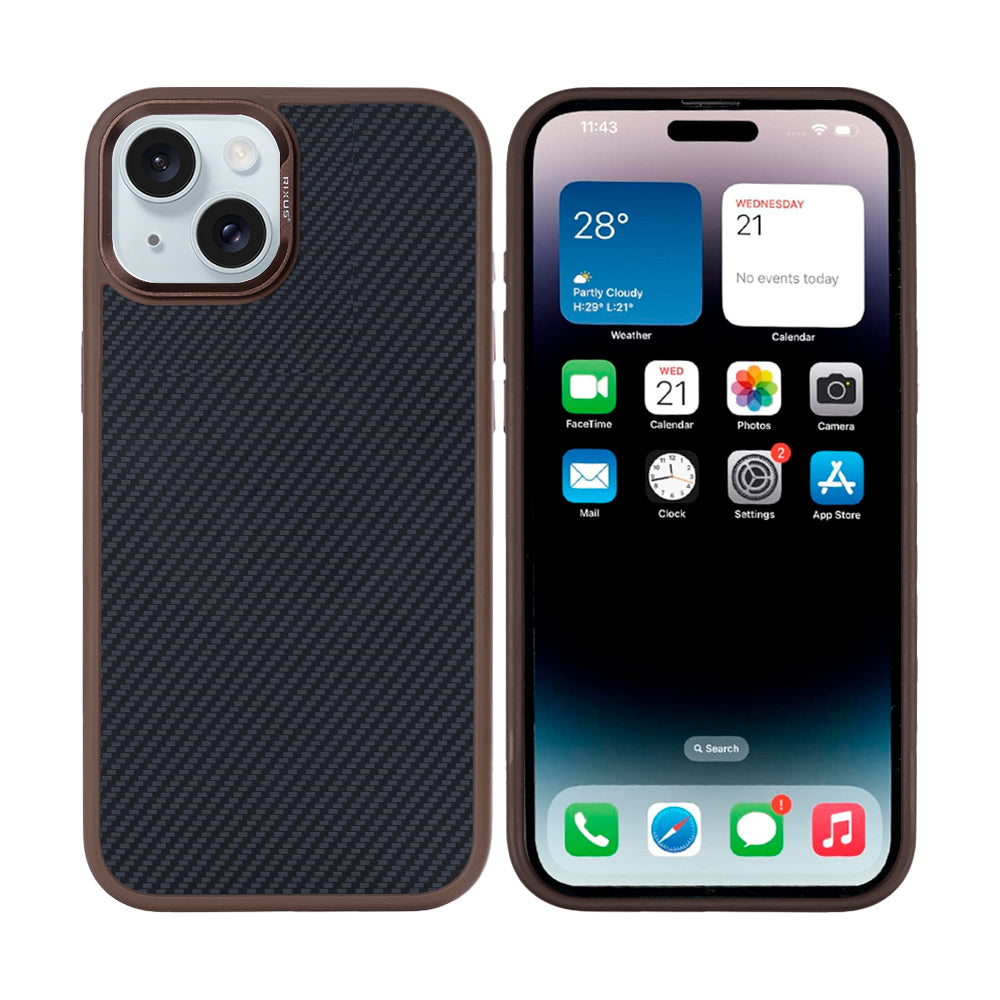 Rixus Mag Carbon mit MagSafe kompatibel für Apple iPhone 15 Brown – Bild 3