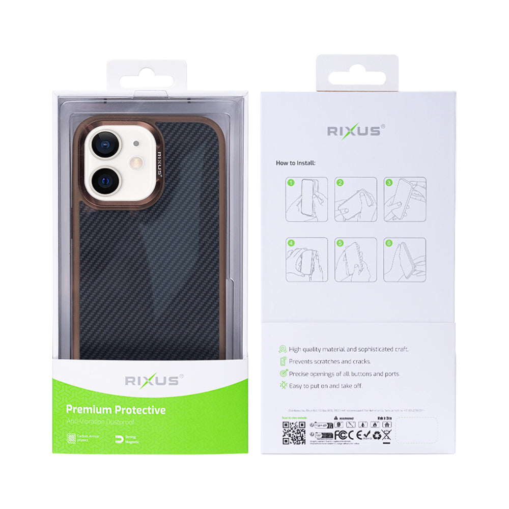 Rixus Mag Carbon mit MagSafe kompatibel für Apple iPhone 11 Brown – Bild 6