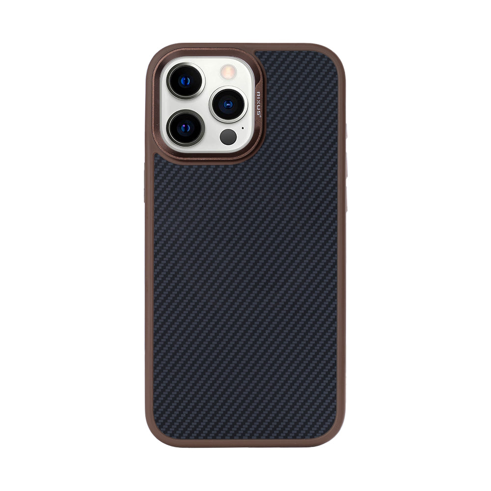 Rixus Mag Carbon mit MagSafe kompatibel für Apple iPhone 14 Pro Brown
