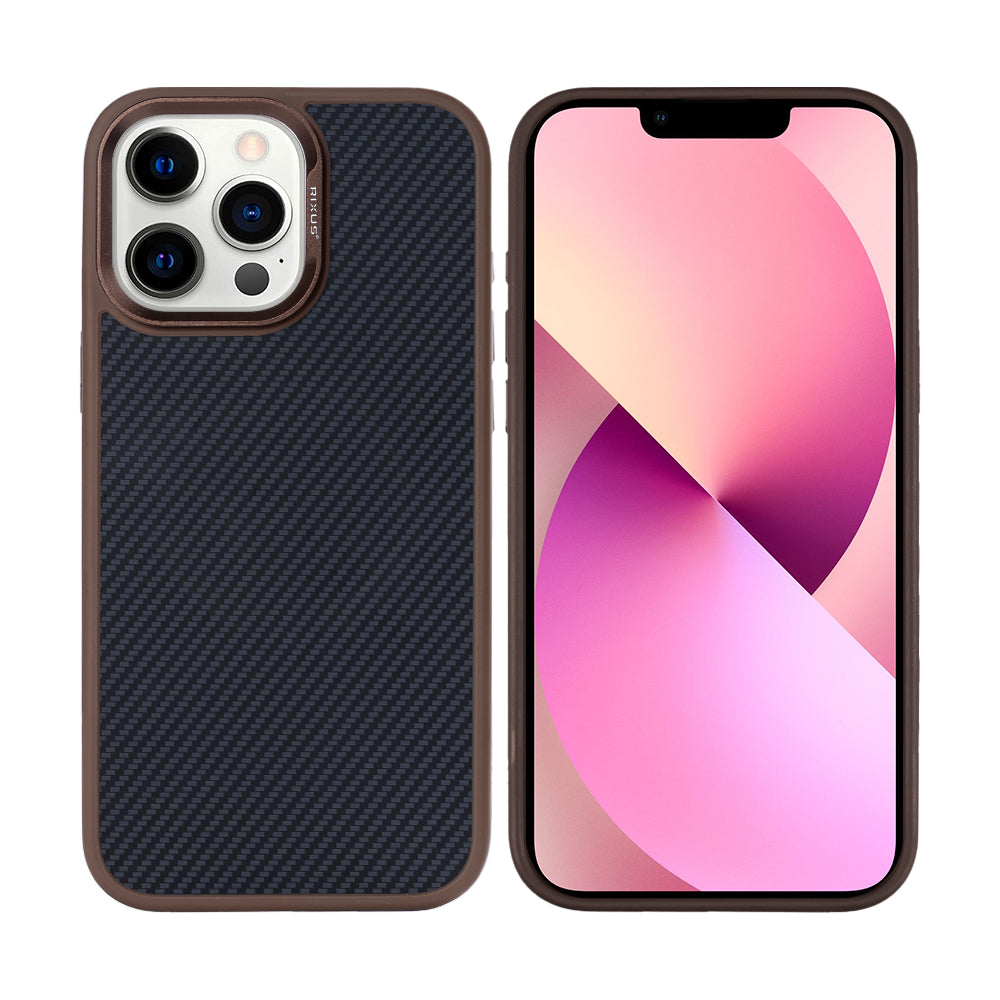 Rixus Mag Carbon mit MagSafe kompatibel für Apple iPhone 12 Pro Max Brown – Bild 3