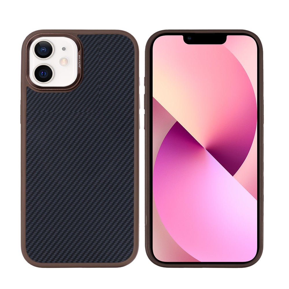 Rixus Mag Carbon mit MagSafe kompatibel für Apple iPhone 12, 12 Pro Brown – Bild 3