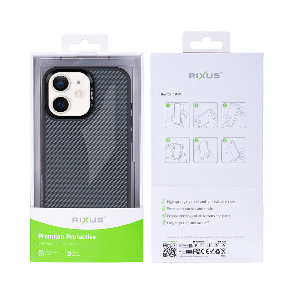 Rixus Mag Carbon mit MagSafe kompatibel für Apple iPhone 12, 12 Pro Titanium Black – Bild 6