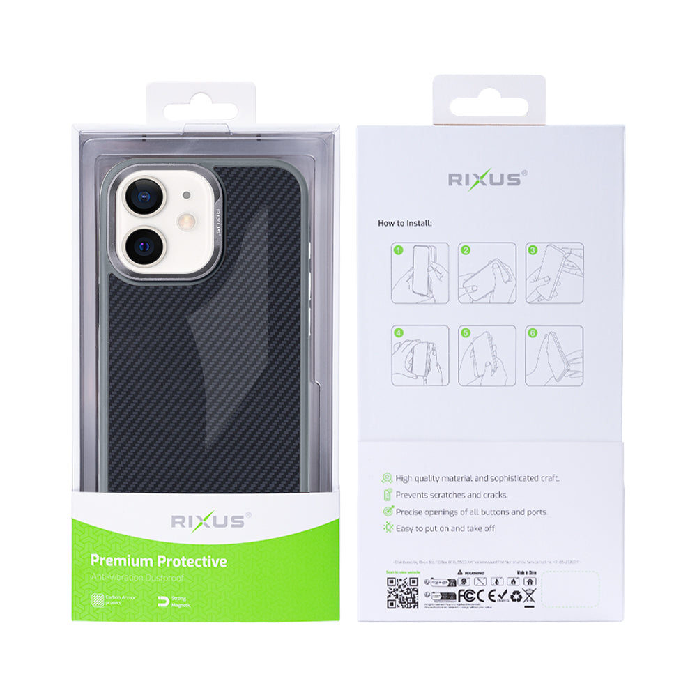 Rixus Mag Carbon mit MagSafe kompatibel für Apple iPhone 12, 12 Pro Titanium Grey – Bild 6