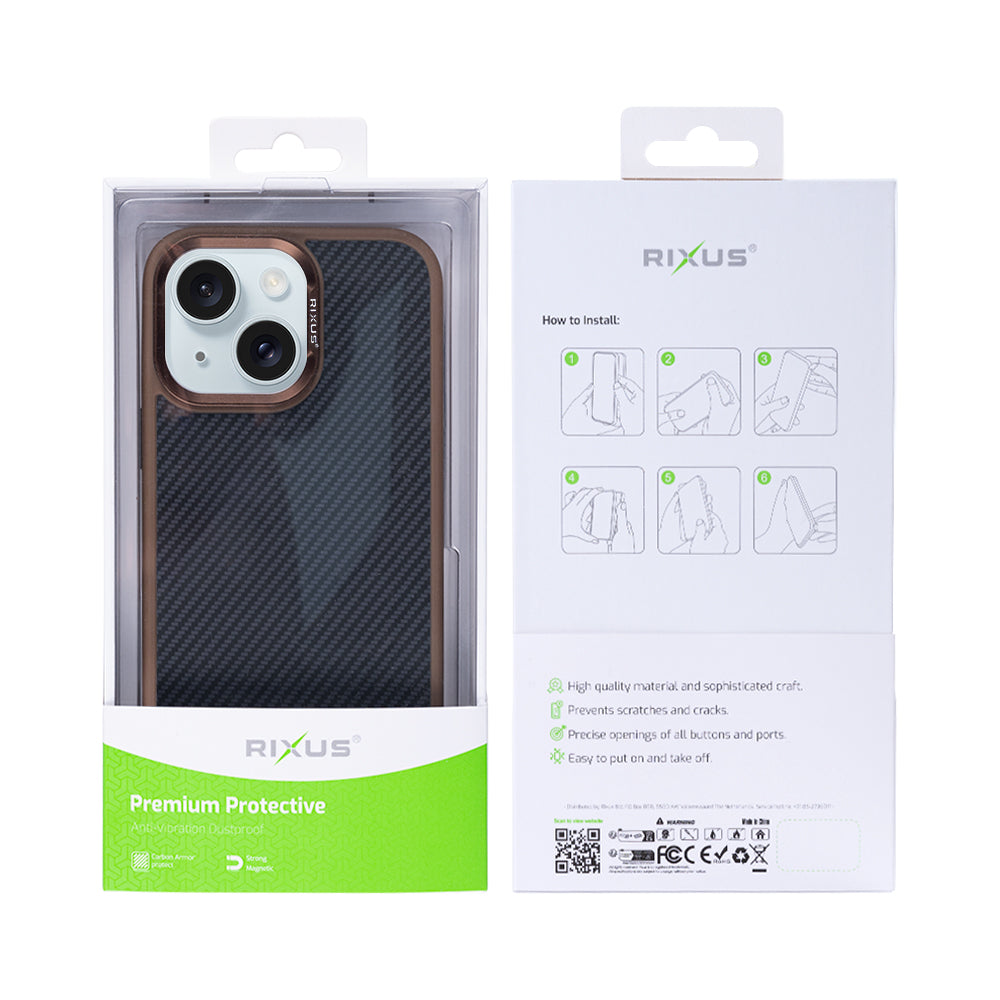 Rixus Mag Carbon mit MagSafe kompatibel für Apple iPhone 14 Brown – Bild 6