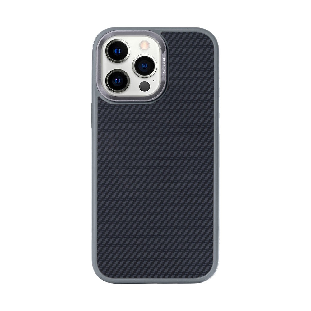Rixus Mag Carbon mit MagSafe kompatibel für Apple iPhone 14 Pro Titanium Grey
