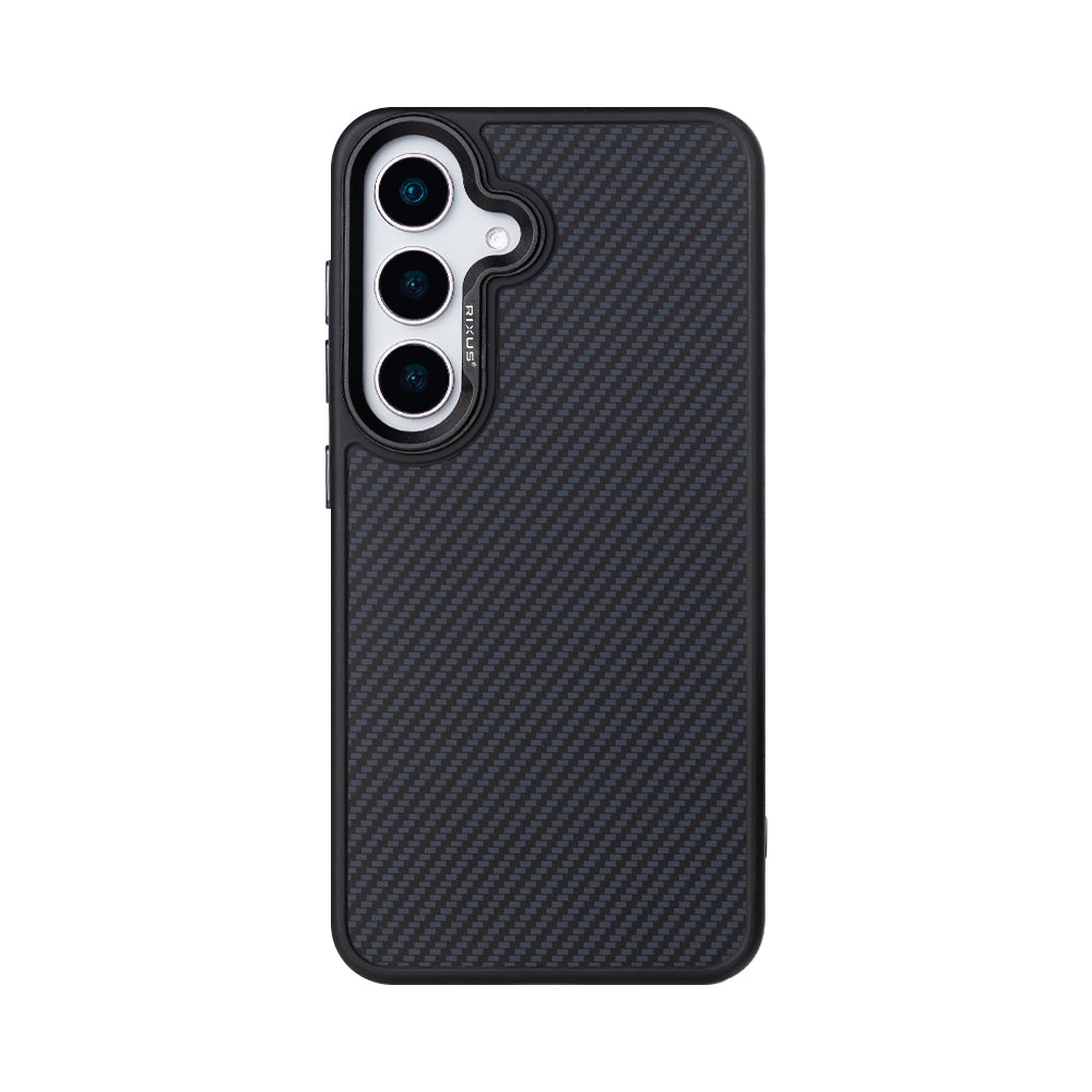 Rixus Mag Carbon mit MagSafe kompatibel für Samsung Galaxy S25 Titanium Black