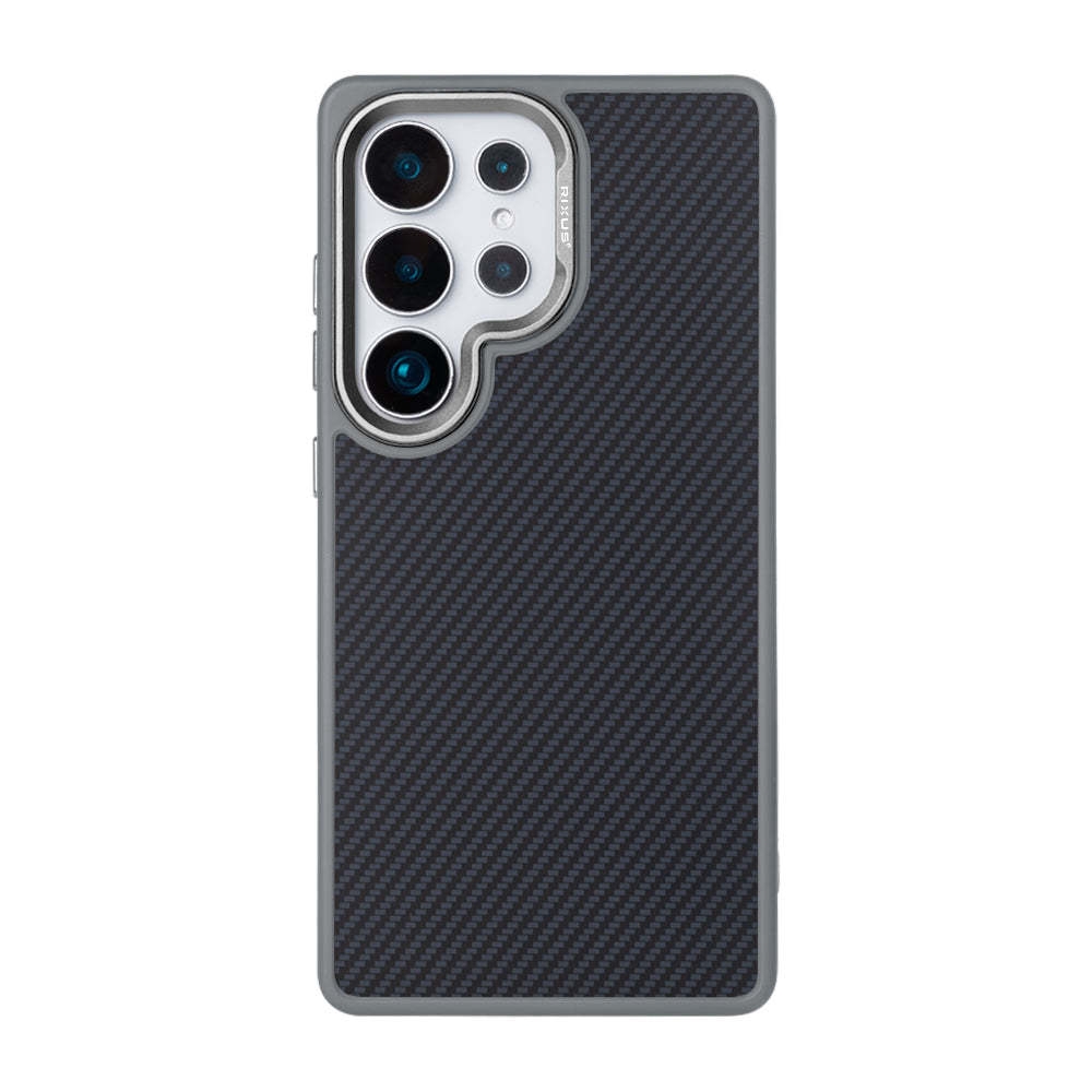 Rixus Mag Carbon mit MagSafe kompatibel für Samsung Galaxy S25 Ultra Titanium Grey