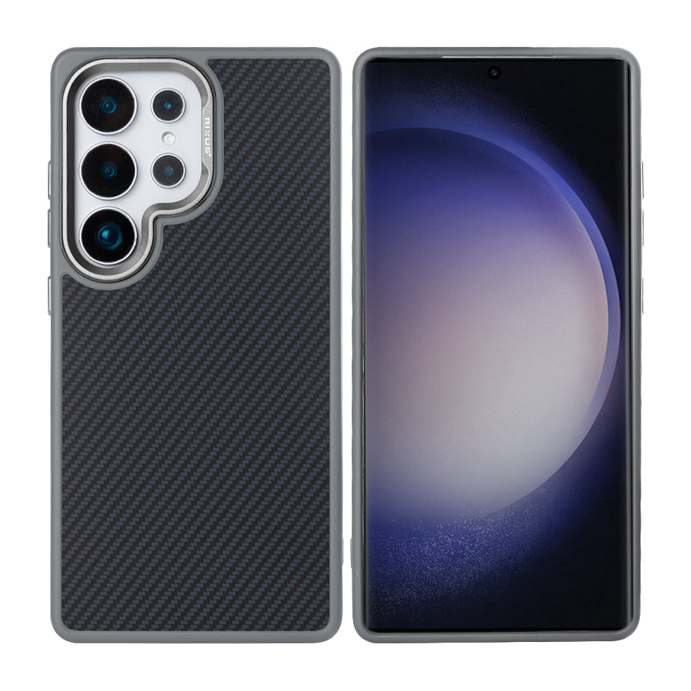 Rixus Mag Carbon mit MagSafe kompatibel für Samsung Galaxy S25 Ultra Titanium Grey – Bild 3