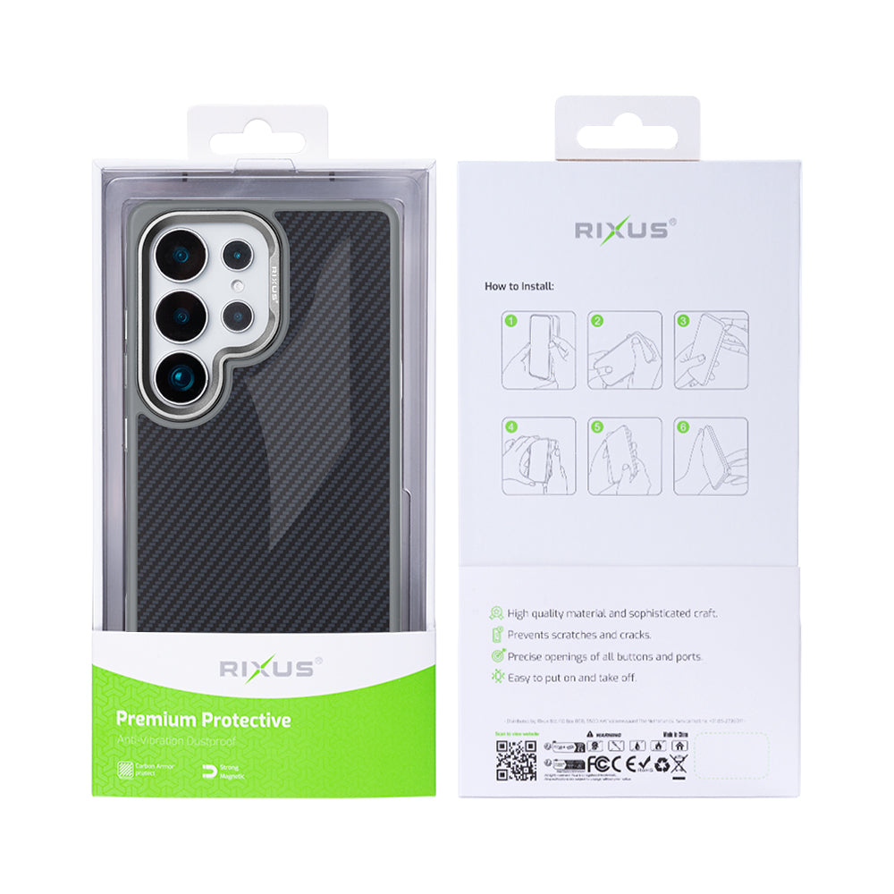 Rixus Mag Carbon mit MagSafe kompatibel für Samsung Galaxy S25 Ultra Titanium Grey – Bild 5