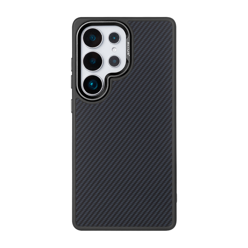 Rixus Mag Carbon mit MagSafe kompatibel für Samsung Galaxy S25 Ultra Titanium Black