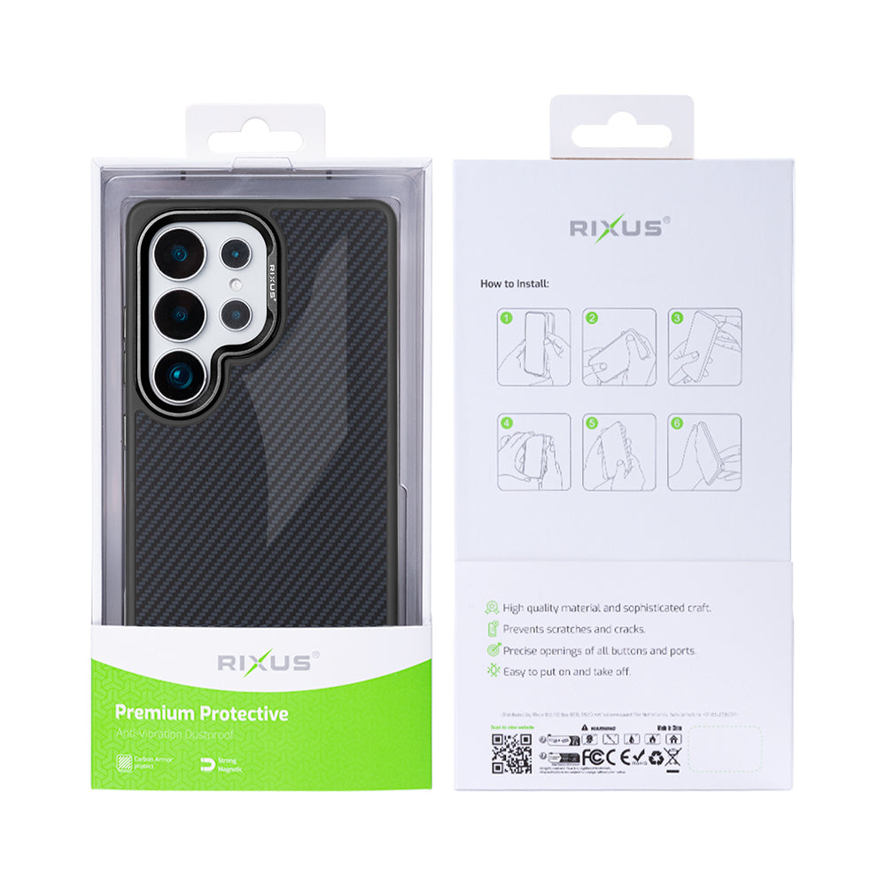 Rixus Mag Carbon mit MagSafe kompatibel für Samsung Galaxy S25 Ultra Titanium Black – Bild 5