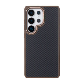 Rixus Mag Carbon mit MagSafe kompatibel für Samsung Galaxy S25 Ultra Brown