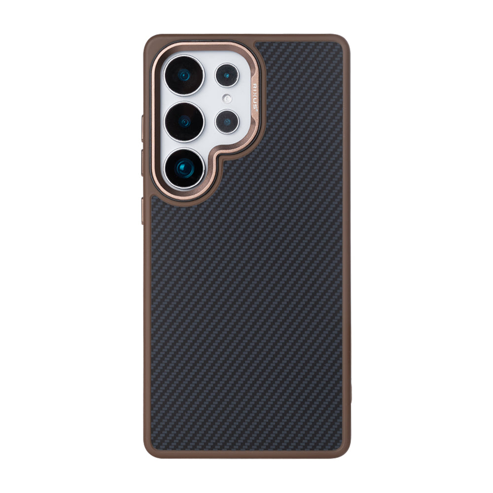 Rixus Mag Carbon mit MagSafe kompatibel für Samsung Galaxy S25 Ultra Brown
