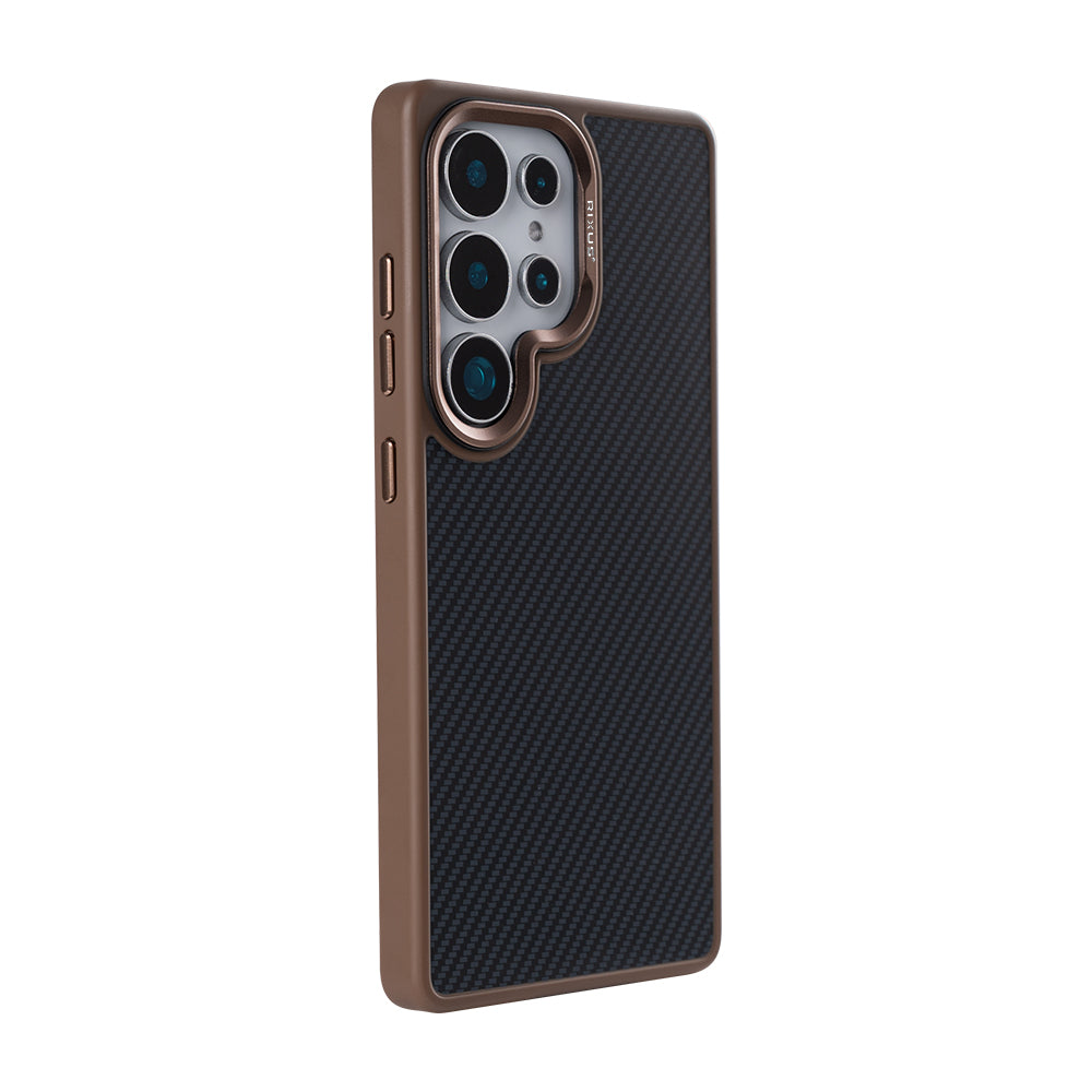 Rixus Mag Carbon mit MagSafe kompatibel für Samsung Galaxy S25 Ultra Brown – Bild 4