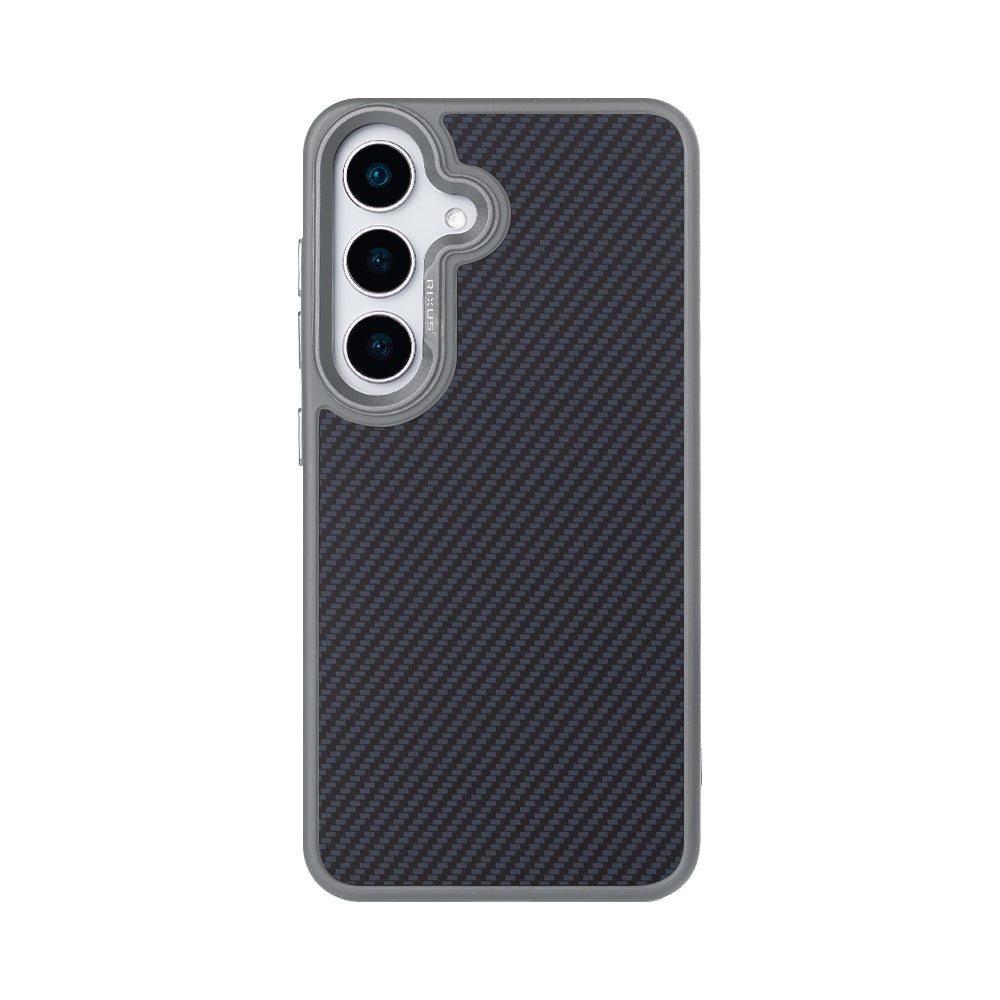 Rixus Mag Carbon mit MagSafe kompatibel für Samsung Galaxy S25 Plus Titanium Grey