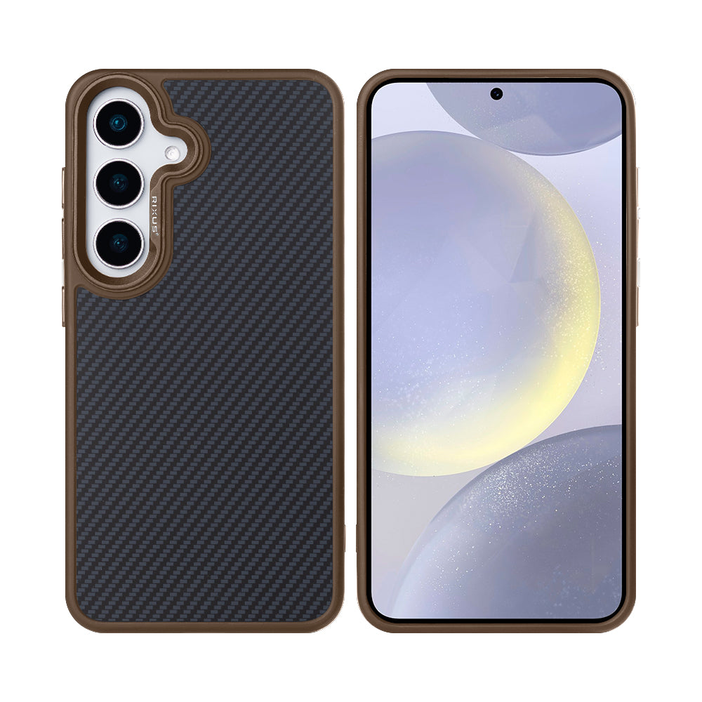 Rixus Mag Carbon mit MagSafe kompatibel für Samsung Galaxy S25 Plus Brown – Bild 3